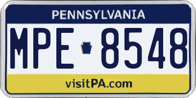 PA license plate MPE8548