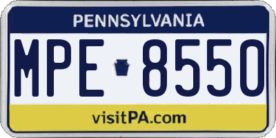 PA license plate MPE8550