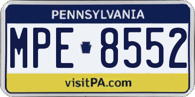 PA license plate MPE8552