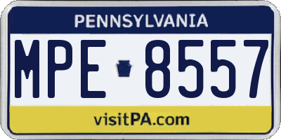 PA license plate MPE8557