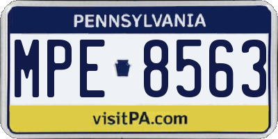 PA license plate MPE8563