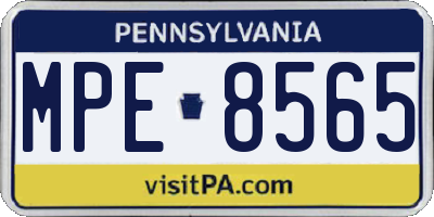 PA license plate MPE8565