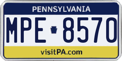 PA license plate MPE8570