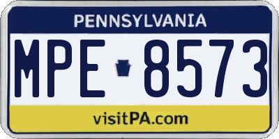 PA license plate MPE8573