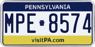 PA license plate MPE8574
