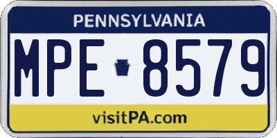 PA license plate MPE8579