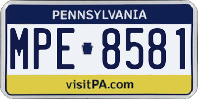 PA license plate MPE8581