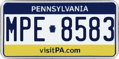 PA license plate MPE8583