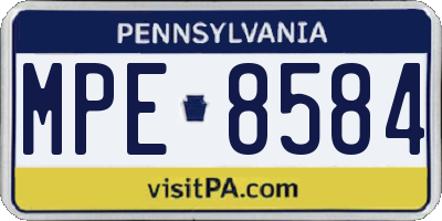 PA license plate MPE8584