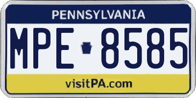 PA license plate MPE8585