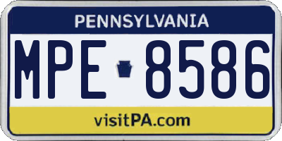 PA license plate MPE8586