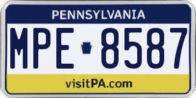 PA license plate MPE8587