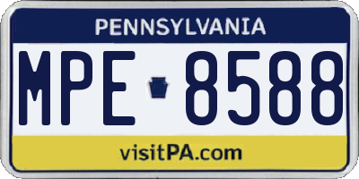 PA license plate MPE8588