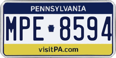 PA license plate MPE8594