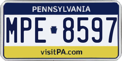 PA license plate MPE8597
