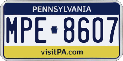 PA license plate MPE8607