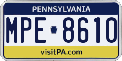 PA license plate MPE8610