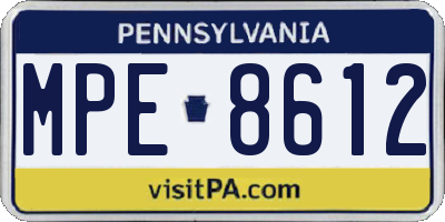 PA license plate MPE8612