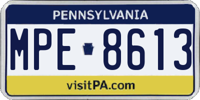PA license plate MPE8613