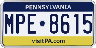PA license plate MPE8615