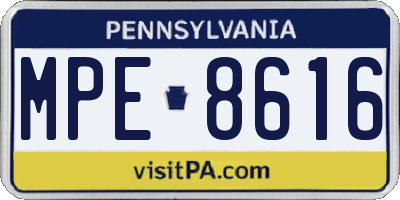 PA license plate MPE8616