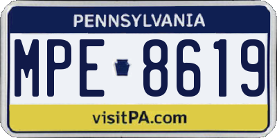 PA license plate MPE8619