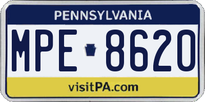 PA license plate MPE8620