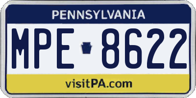 PA license plate MPE8622