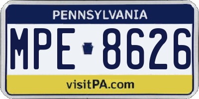 PA license plate MPE8626