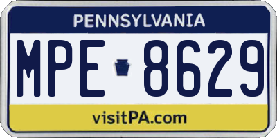PA license plate MPE8629