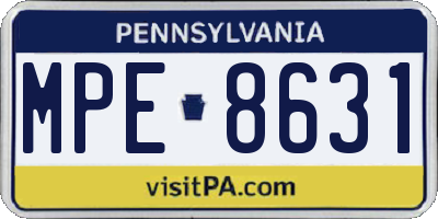 PA license plate MPE8631