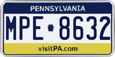 PA license plate MPE8632