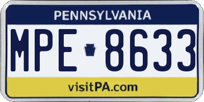 PA license plate MPE8633