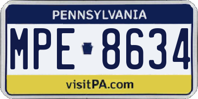 PA license plate MPE8634