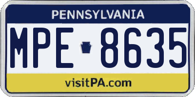 PA license plate MPE8635