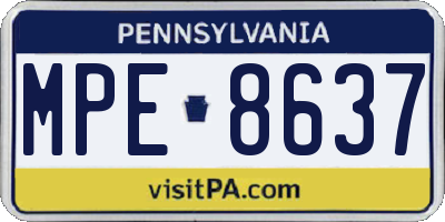 PA license plate MPE8637
