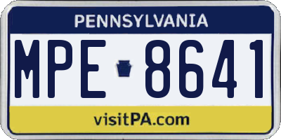 PA license plate MPE8641