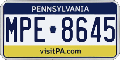 PA license plate MPE8645