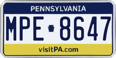 PA license plate MPE8647