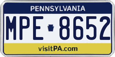 PA license plate MPE8652