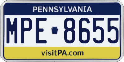PA license plate MPE8655