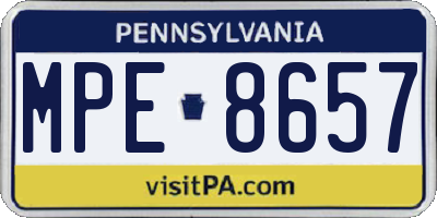 PA license plate MPE8657