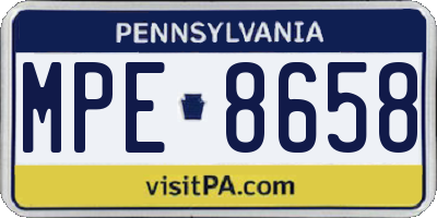 PA license plate MPE8658