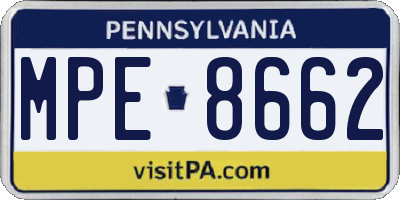 PA license plate MPE8662