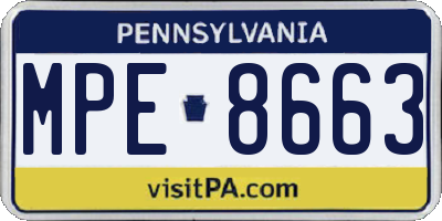 PA license plate MPE8663