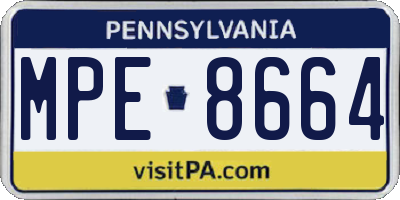 PA license plate MPE8664