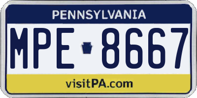 PA license plate MPE8667