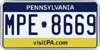 PA license plate MPE8669