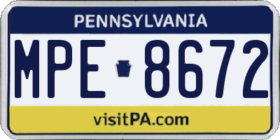 PA license plate MPE8672