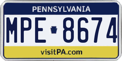 PA license plate MPE8674
